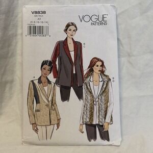 VOGUE Basic Design Sewing Pattern V8838 Jacket & Vest Size 6-8-10-12-14‎ Uncut